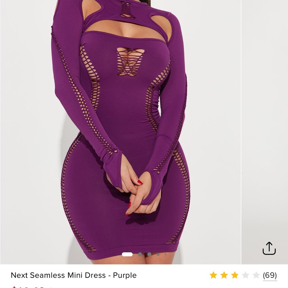 Next Long Sleeve Cutout Dress - Purple